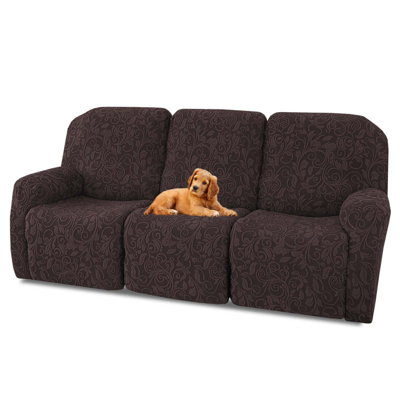 Housse tricotée pour fauteuil inclinable en jacquard, Polyester brun