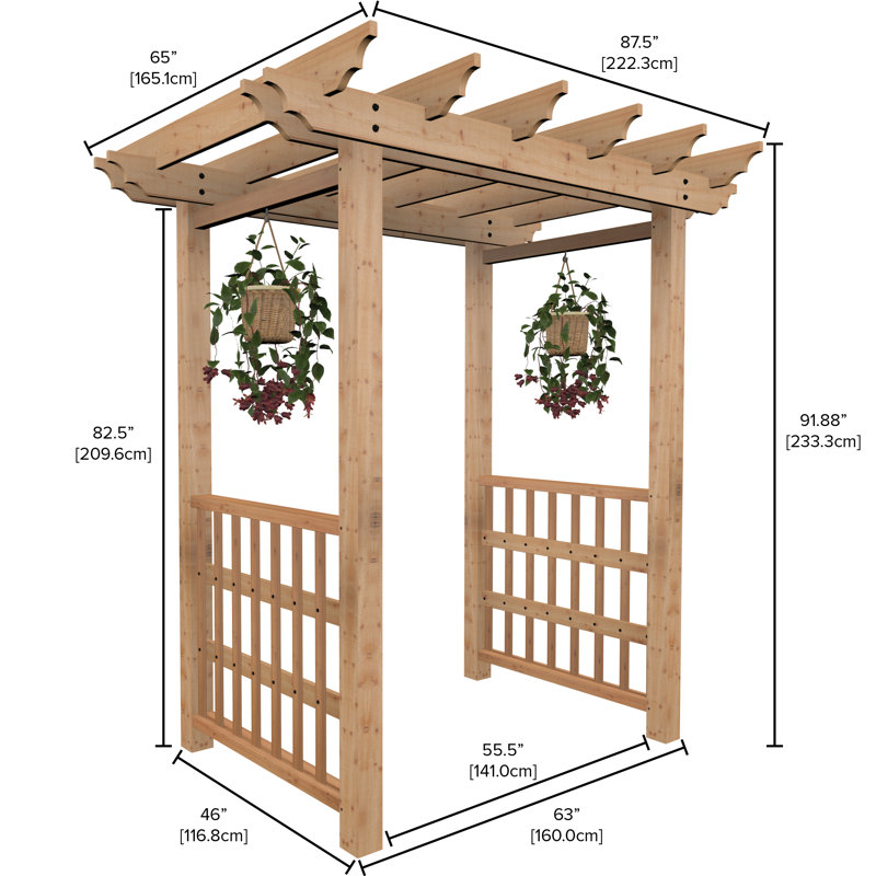 Springwood Golden Brown Cedar Wood Arbor with Flat Roof
