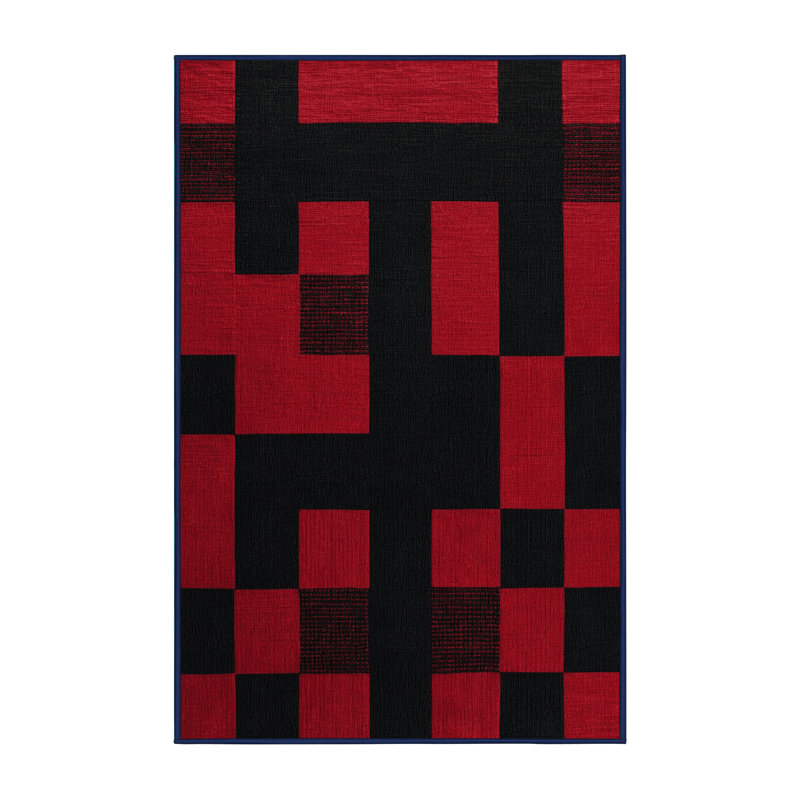 Machine Washable Checkered Purple Area Rug, Rectangle 2' x 3'