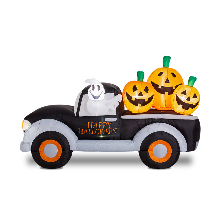 The Holiday Aisle® Truck with Jack-O-Lantern Pumpkins Lighted