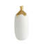 Dipped Golden Crackle/White Cylinder Vase-Lg