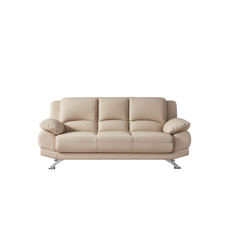 79'' Upholstered Sofa, Beige Leather Match