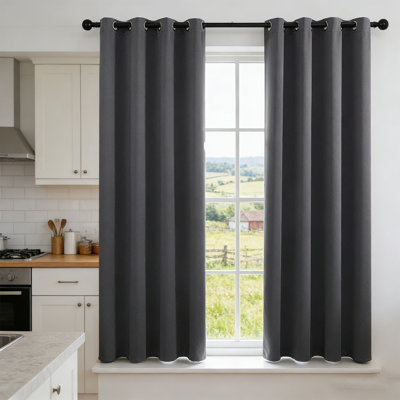 Blackout Curtains for Bedroom, Thermal Insulated Noise Reducing Window Drapes for Living Room, Grommet Top (41.7W X 83.86L Inch, Dark Grey)