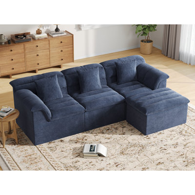Canapé modulaire Boneless de 112 po avec repose-pieds Cloud, aucun assemblage requis