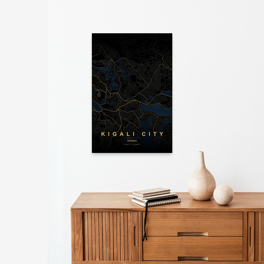 Kigali City Map Abstract Minimalist Modern City Wall Art Print