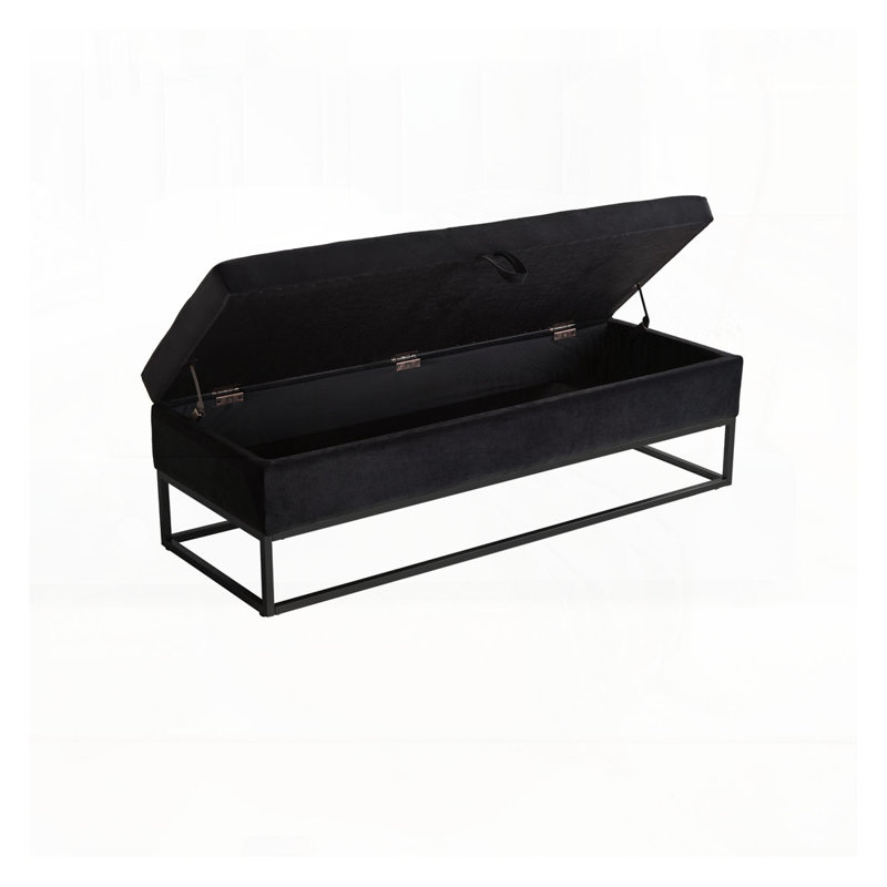 58.6"Upholstered Tufted Bed Bench with Storage, Black
