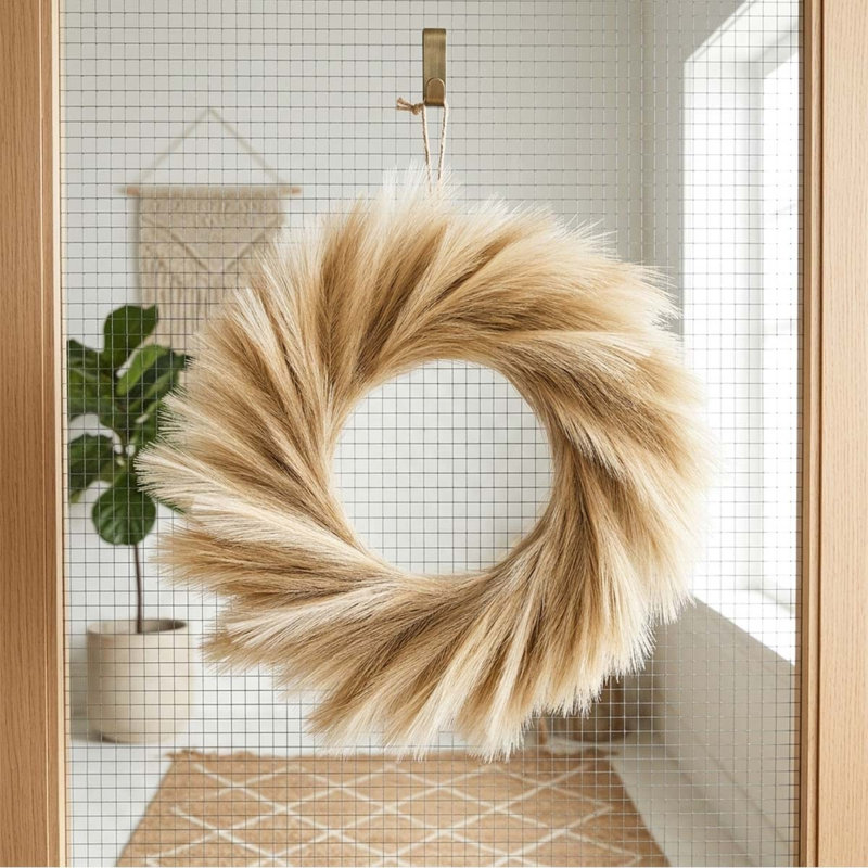 Couronne de pampas 22 pouces Farmhouse, Brun / Beige
