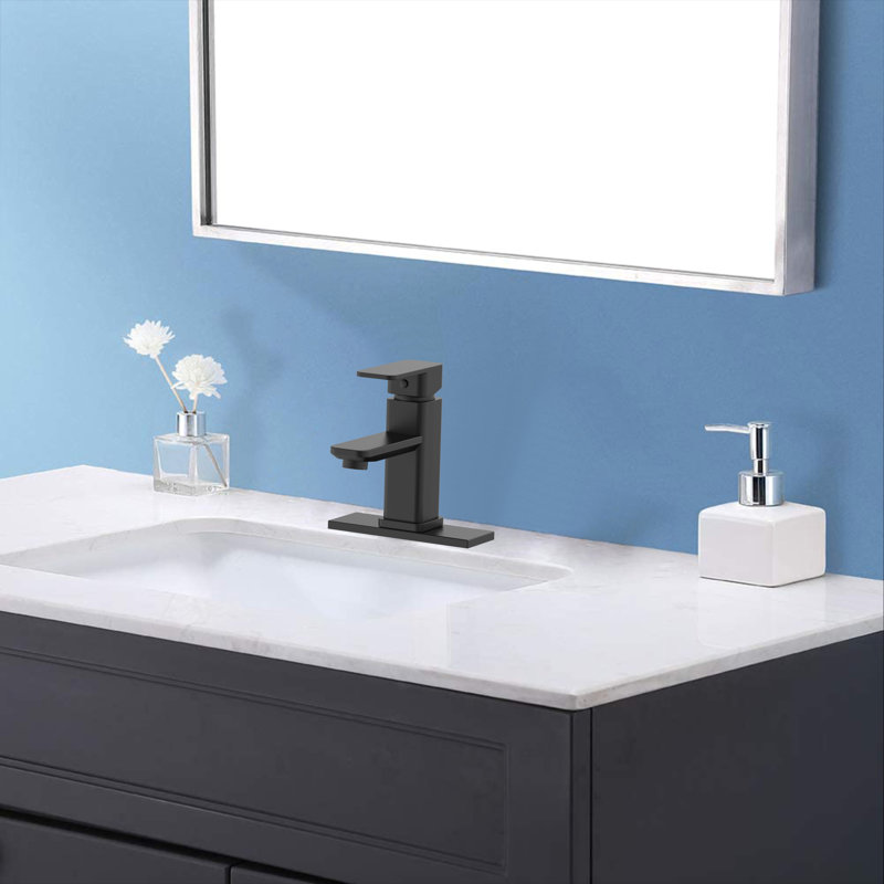 Single-handle Bathroom Faucet with Drain Assembly, Matte Black