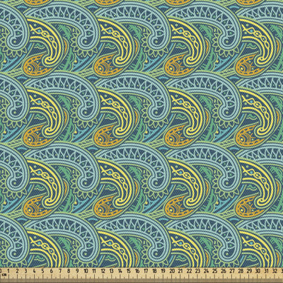 Multicolore, tissu oriental Ambesonne par The Yard, motifs géométriques en motif cachemire coloré et ornements floraux traditionnels, tissu décoratif pour le revêtement et les accessoires de maison