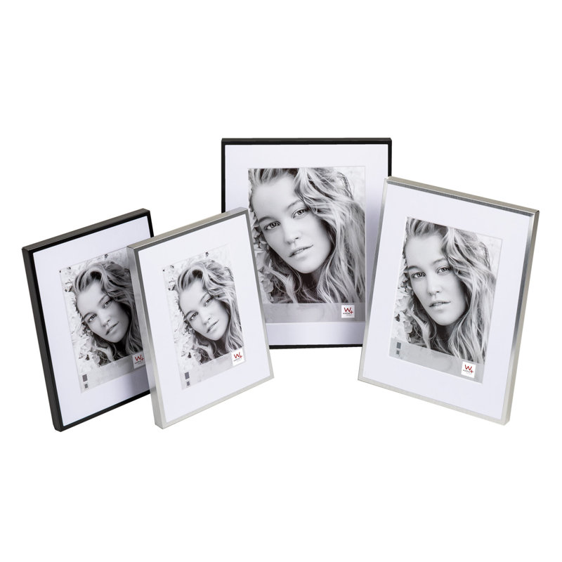 Yuliya Metal Matte Picture Frame with Mat, Black, 6" x 8"