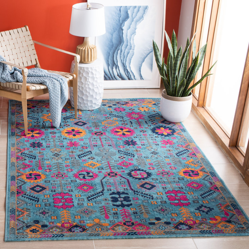 Tapis oriental bleu / brun Villanova, Rectangle 9 pi x 12 pi