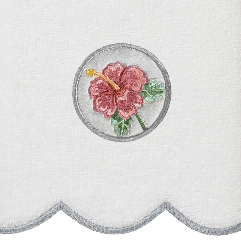  Ensemble de serviettes 100% coton festonné 100% coton MAUI, Blanc / Gris, Ensemble 3 serviettes de bain