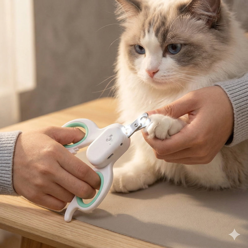 Pet Nail Clipper With LED & UV Light, Ultra-Bright LED Illuminates Quick To Prevent Overcutting, Sharp Angled Blade, For Dogs, Cats, Rabbits & Small Animals