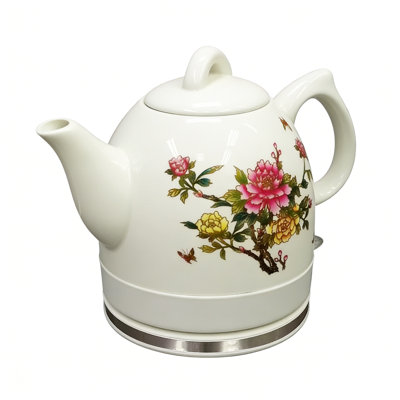 Fixturedisplays® Ceramic Color Changing Electric Kettle, 1000W 1 Liter 4 Cups Floral Tea Kettle, 110V, Home & Office 15000-R1