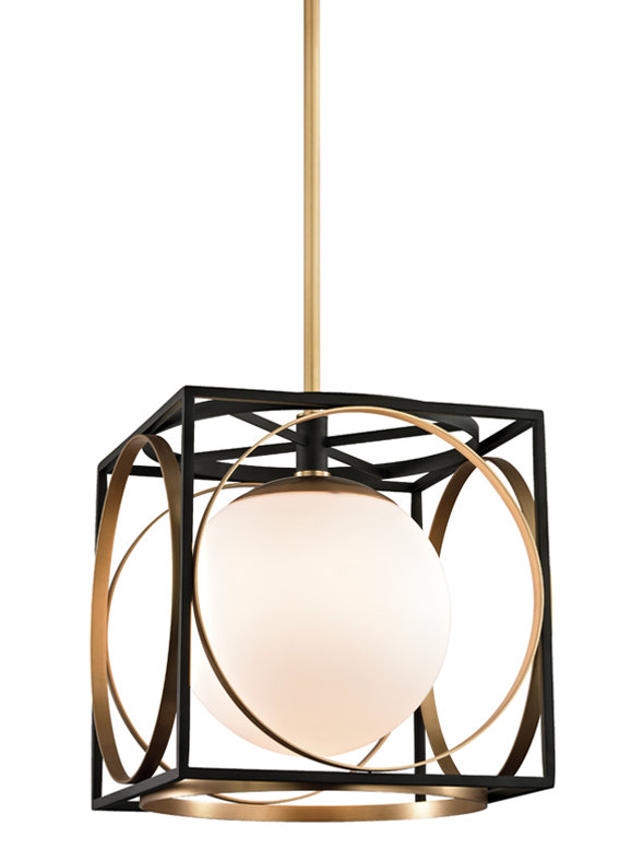 Wadsworth 1 - Light Unique/Statement Pendant, Aged Brass, 14.25" H X 13.5" W X 13.5" D