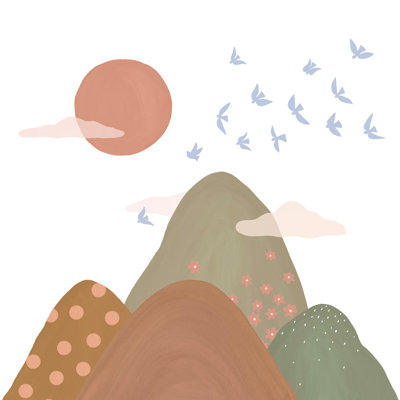 Day Dreamers Collection Brown Mountain Tops 118.1-Inches Wide x 9.3-Feet High 6-Panel Wall Mural