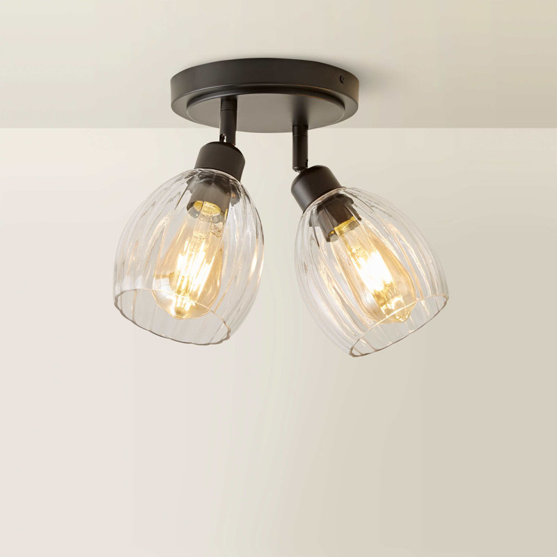 Alaynah Glass Semi Flush Mount, Matte Black