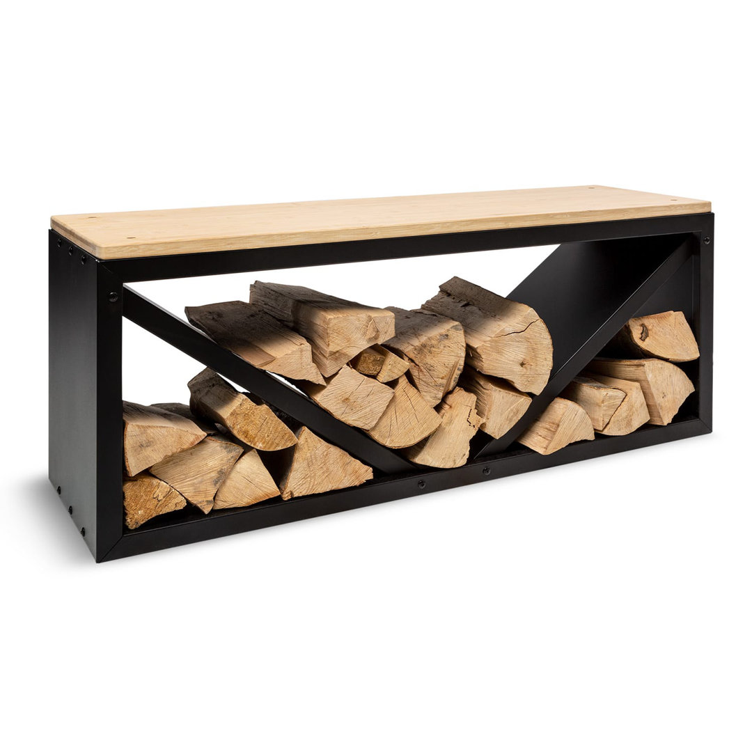 Kindlewood L Black Holzspeicher Sitzbank 104x40x35cm Bambus Zink