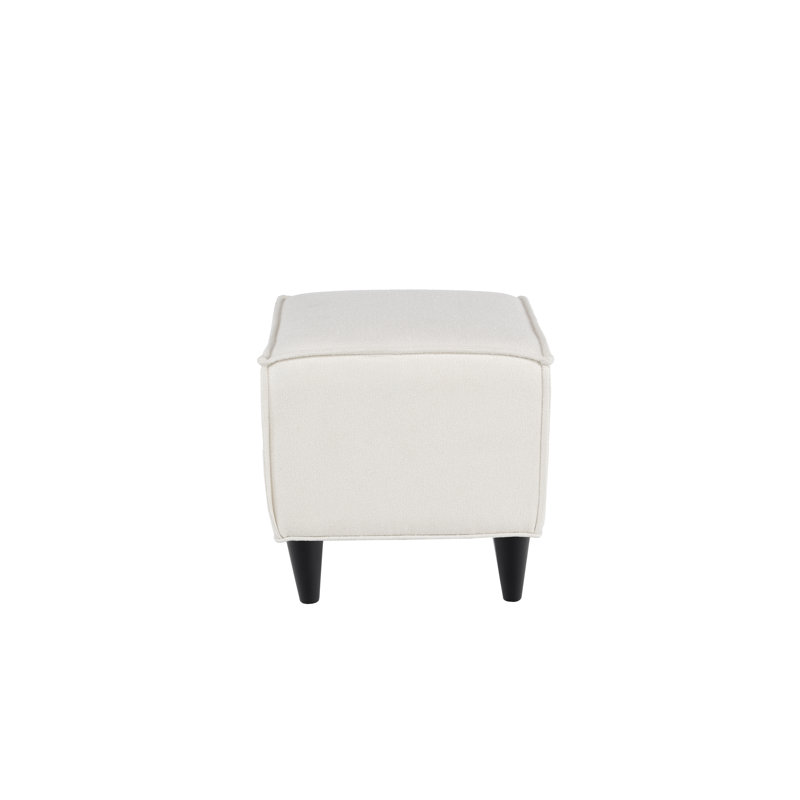 Eesha Upholstered Polyester Cube, White Polyester