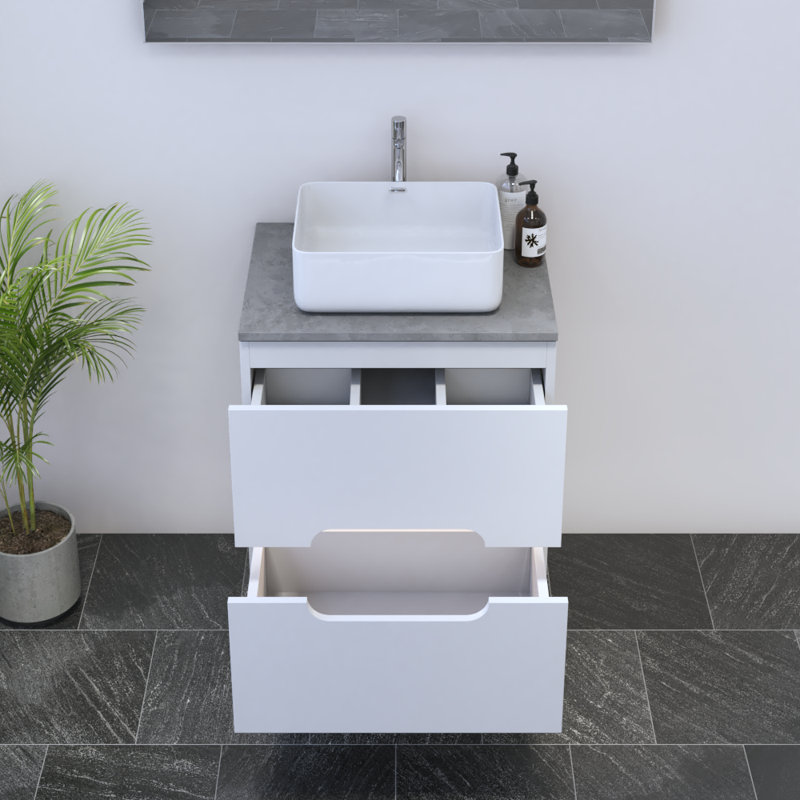 Meuble-lavabo simple 23,6 po avec plateau Kashden, Béton