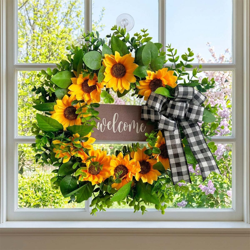 Couronne de tournesol 17,72 pouces avec bienvenue