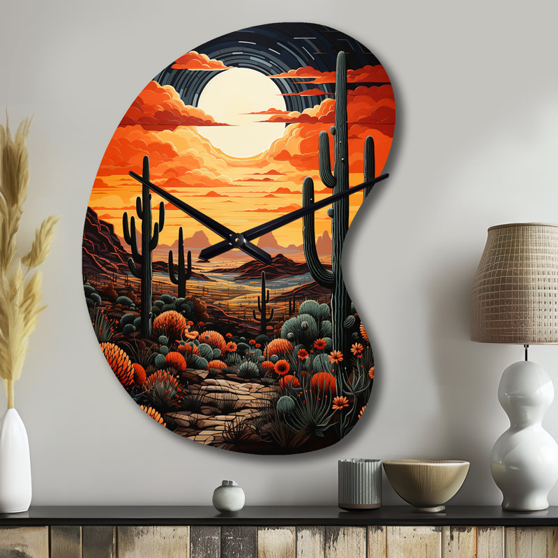 Horloge murale orange en forme de cactus orange, Petit