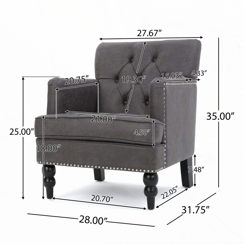 Fauteuil rembourré, Tissu en microfibre ardoise
