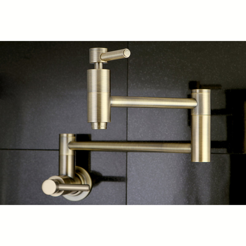 Kingston Brass Concord Two-Handle 1-Hole Wall Mount Pot Filler Faucet, Vintage Brass