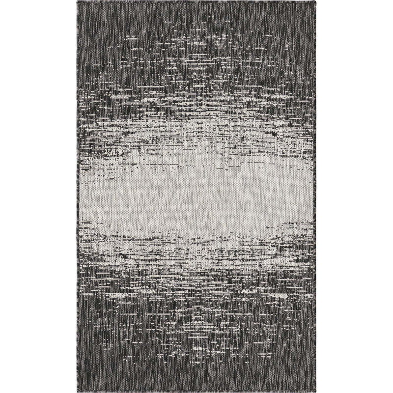 Pindall Charcoal Gray/Gray Indoor/Outdoor Rug, Rectangle 3'3" x 5'3"