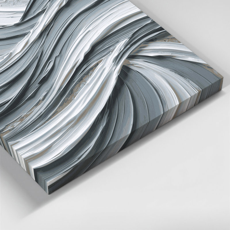 Art mural sur toile horizontal gris rayé gris tourterelle, H 16 po x l 16 po