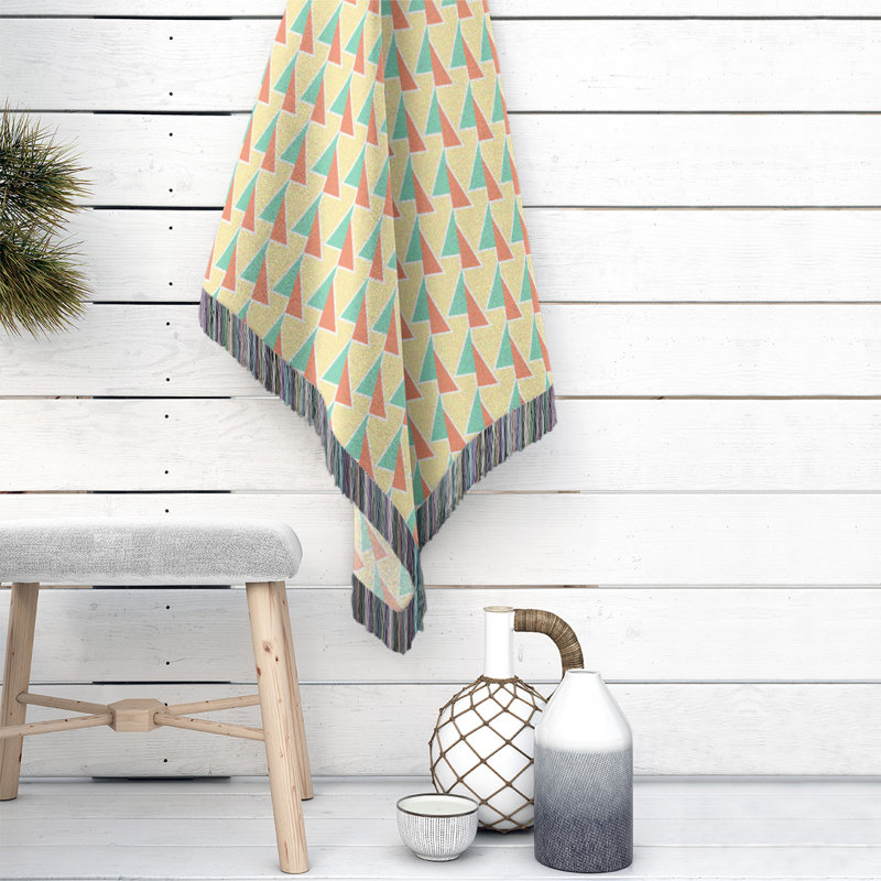 Couverture en coton tissé à flèches changeante, l 37 po x L 52 po, Vert/orange