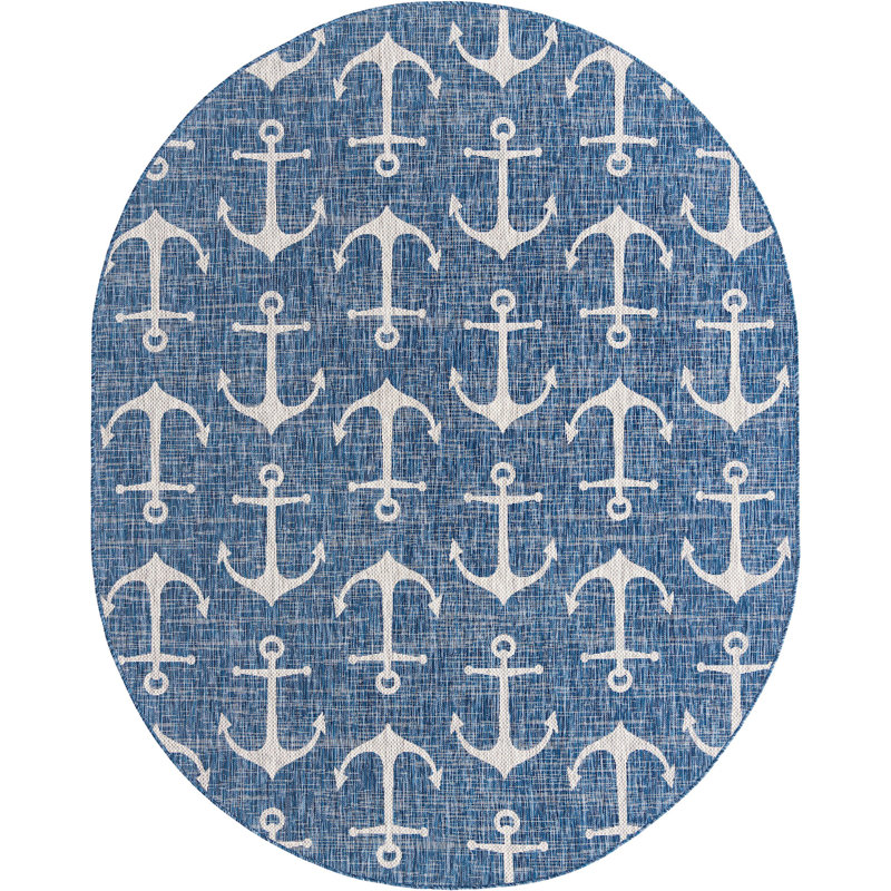 Tapis d'extérieur Ayton couleur mer, Ovale 7 pi 10 po x 10 pi