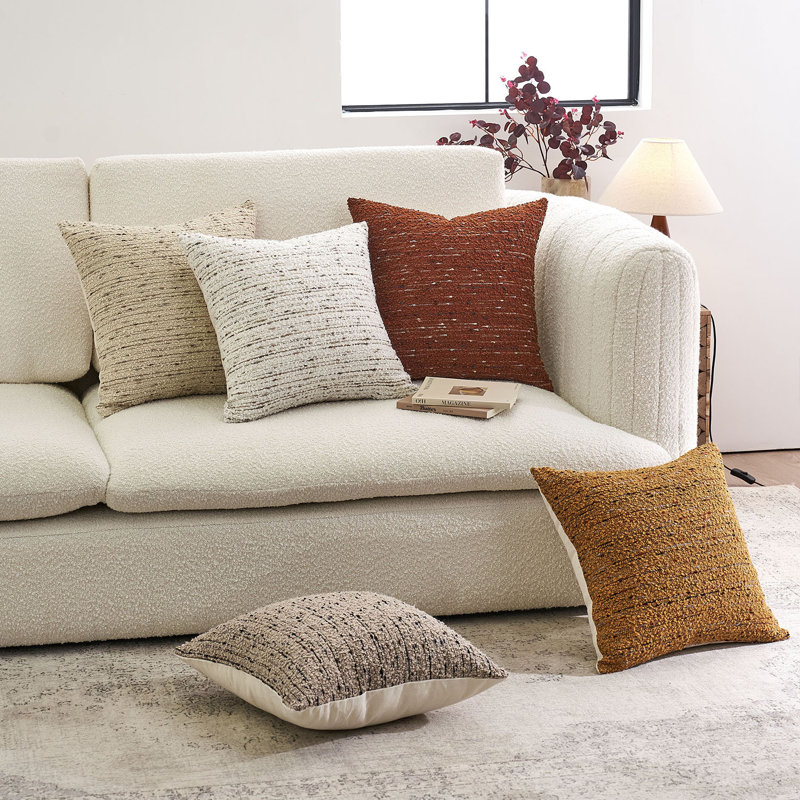 Boucle Reversible Pillow Cover, lvory White