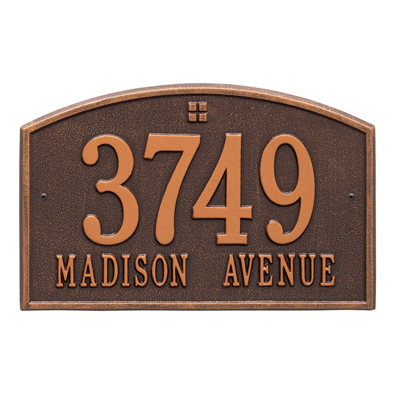 Cape Charles 2-Line Wall Address Plaque, Antique Copper, Yes