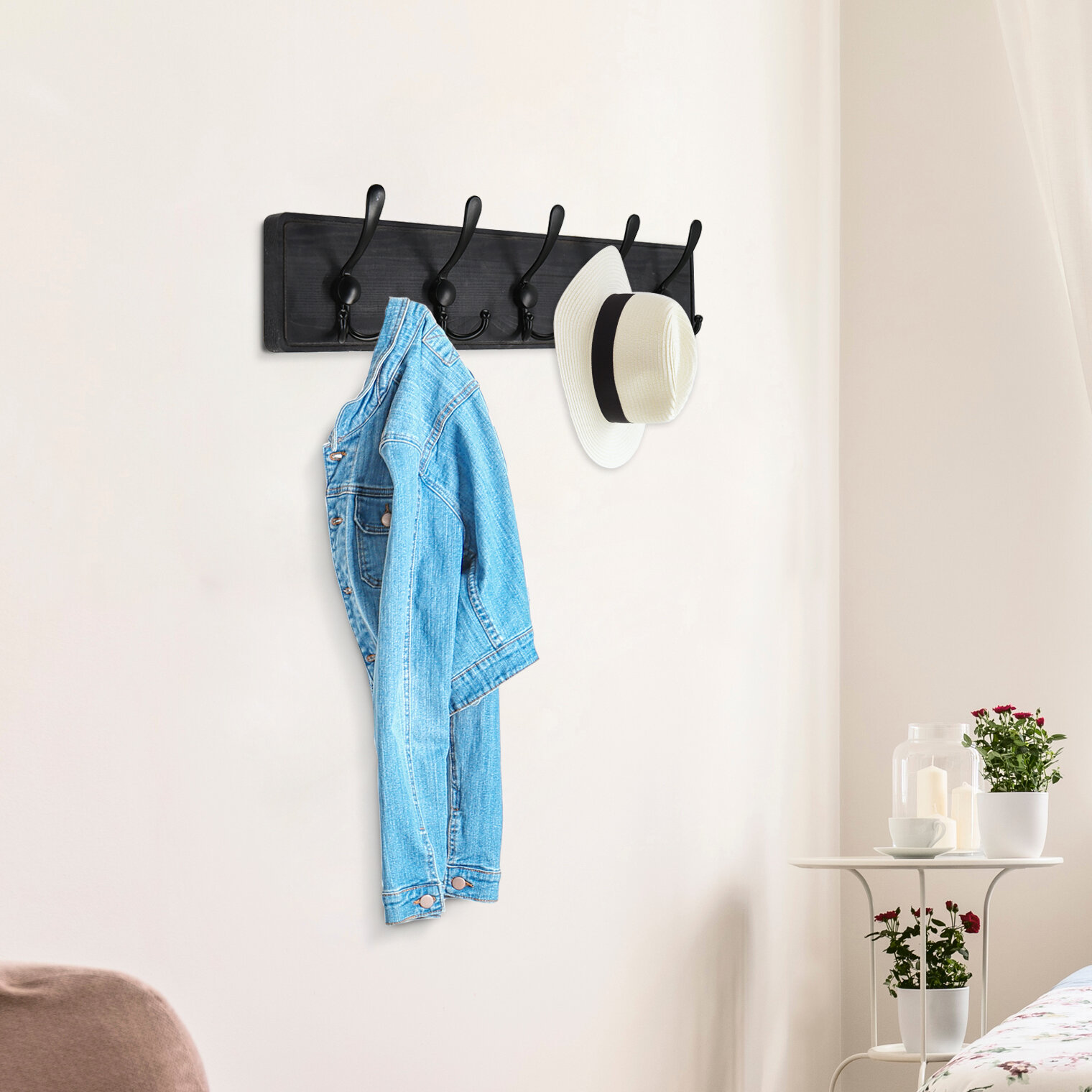 Black Wall Mounted Coat Rack 18 Inch| Mounted Coat rack6 Hook Coat Rack  Wall Mounted for Hanging Coats, Jacket,Hats, Bags, Backpacks, Towels, and  More