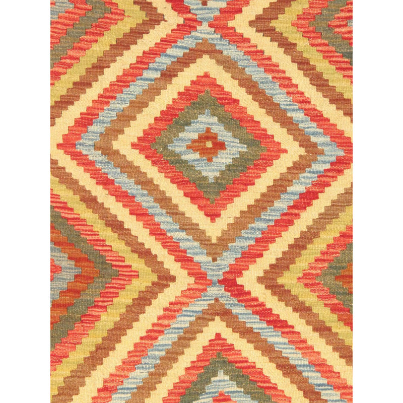 Tapis multicolore en coton / laine fait à la main 5 pi 1 po x 6 pi 5 po Stamatina