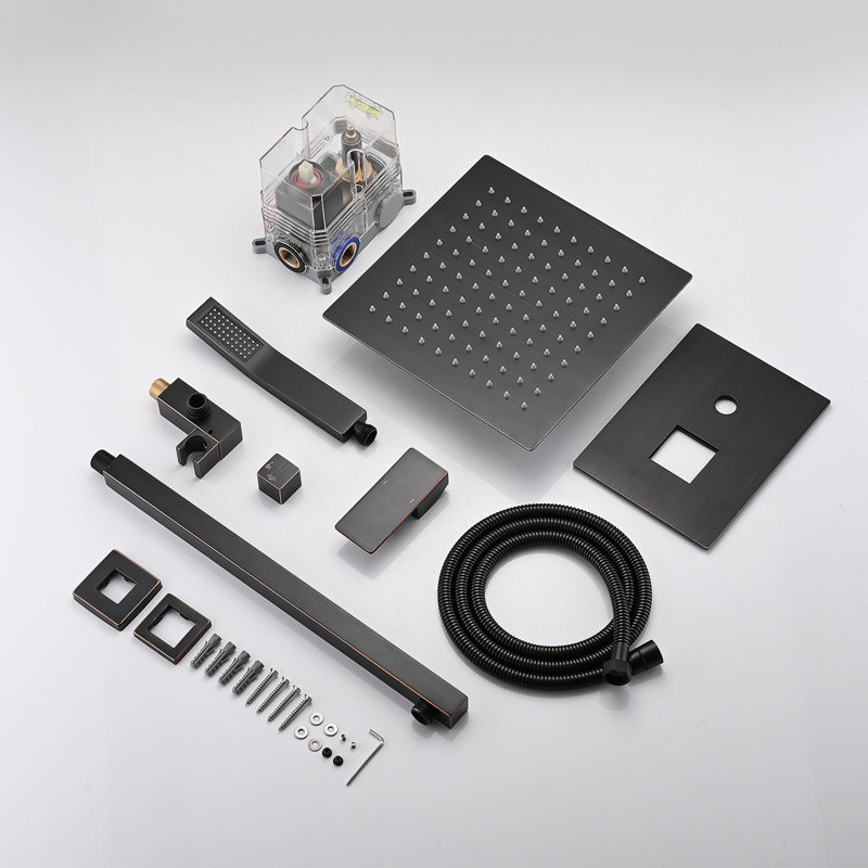 Shower System Shower Faucet Combo Set Wall Mounted With 10" Rainfall Shower Head And Handheld Shower Faucet