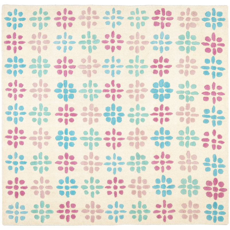 Candelo Hand Tufted Wool Floral Rug, Square 6'