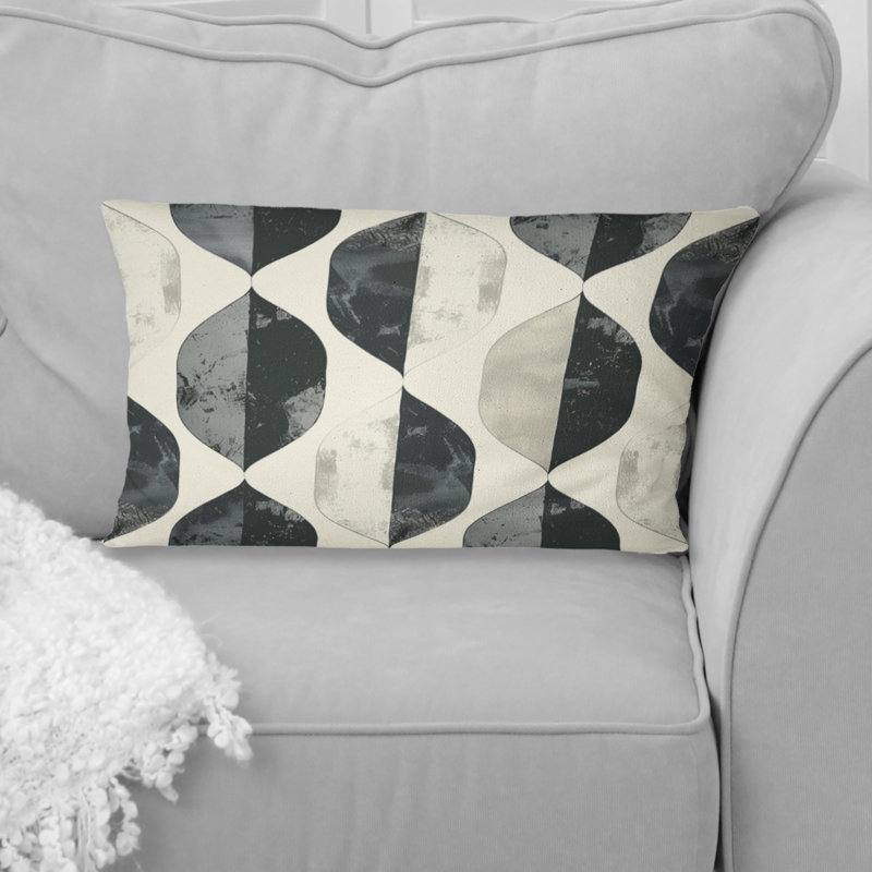 Grey  Midcentury Geometry III - Midcentury Geometry Lumbar Pillow