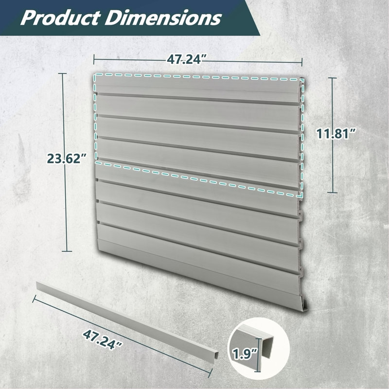Panneaux muraux à lattes en PVC, système de rangement pour garage et maison de 4 pi x 2 pi, conception emboîtable robuste, finition graphite, couverture de 8 pieds carrés