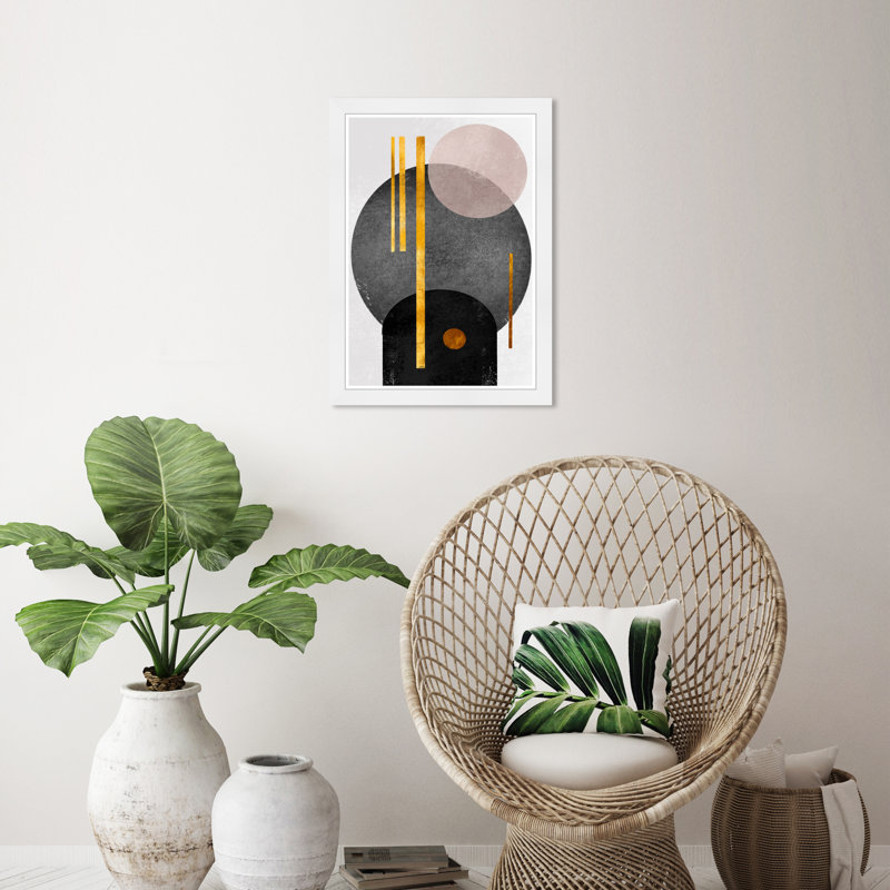 Abstrait art moderne moderne sur papier noir Mid-Century