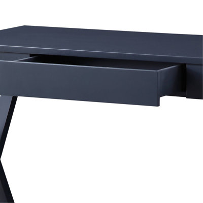 Console Table With Base And 1 Drawer In Charcoal Finish Stylish