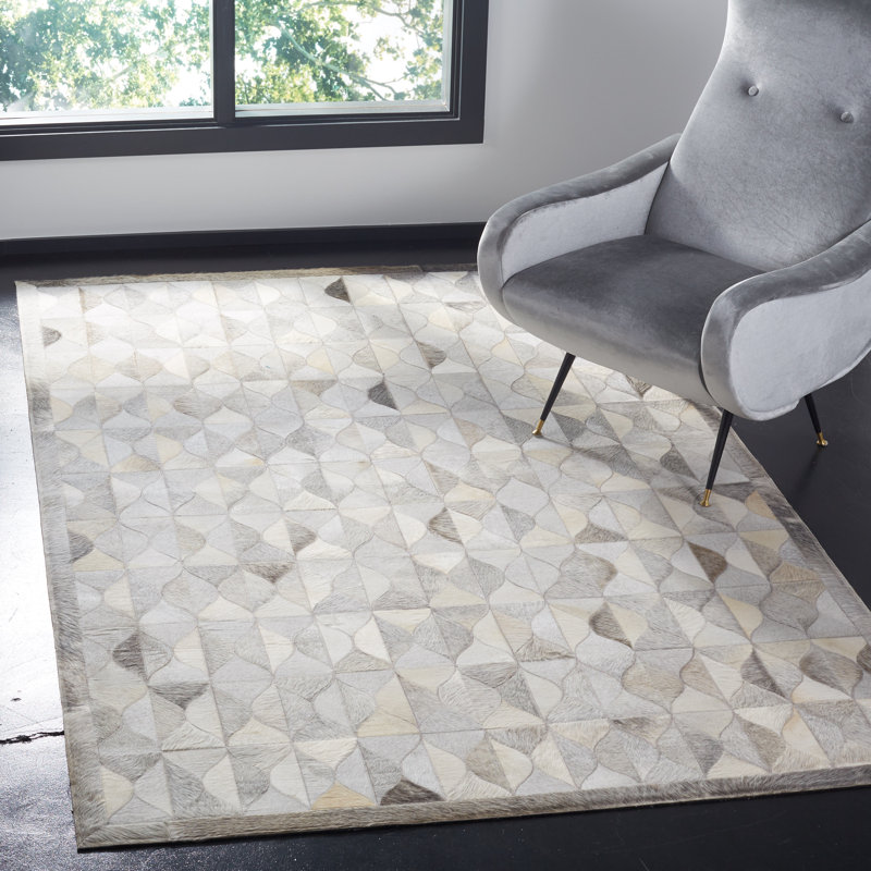 Tapis géométrique en cuir tissé à la main Wylie Studio, Rectangle 8 pi x 10 pi