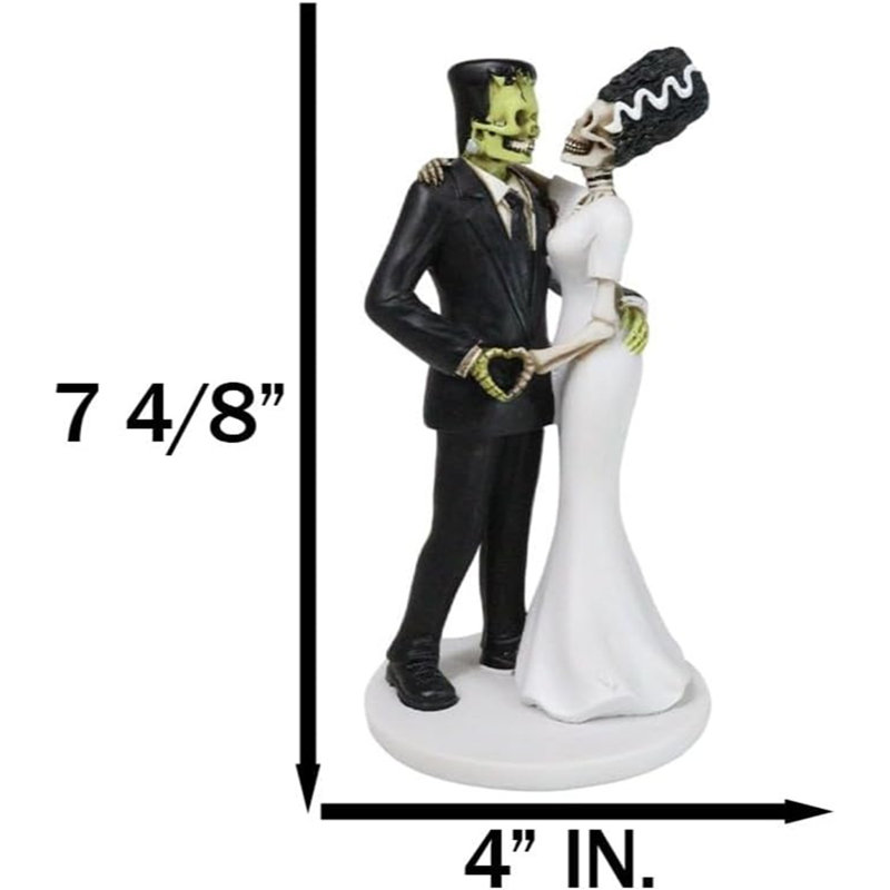 Figurine de mariage et squelette Frankenstein