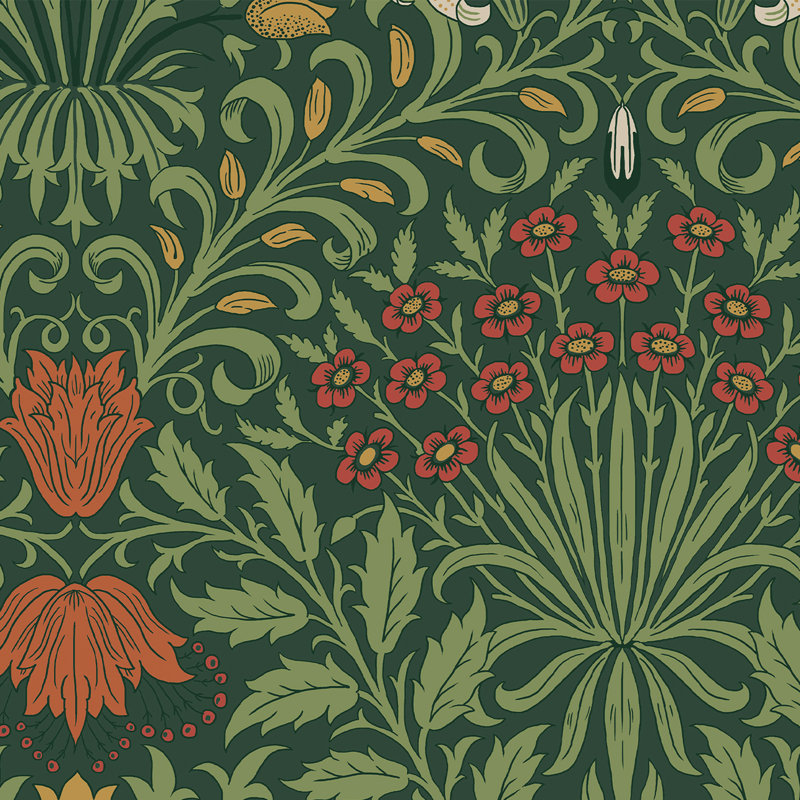 Papier peint doux William Morris Garden, Vert foncé