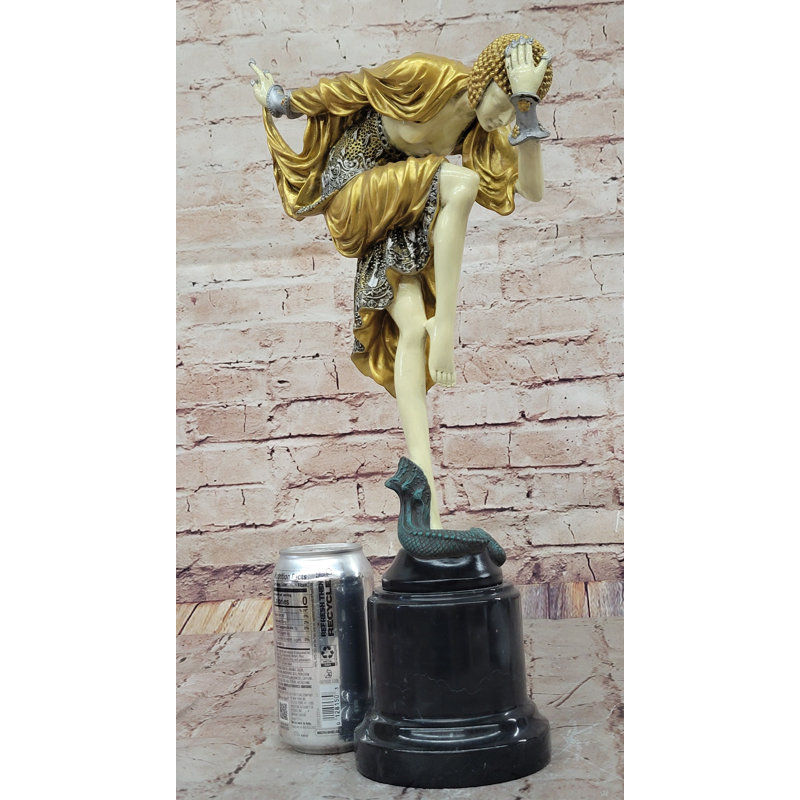 Sculpture en bronze, accents dorés, danseuse Art déco d'Ankara par J.R Colinet