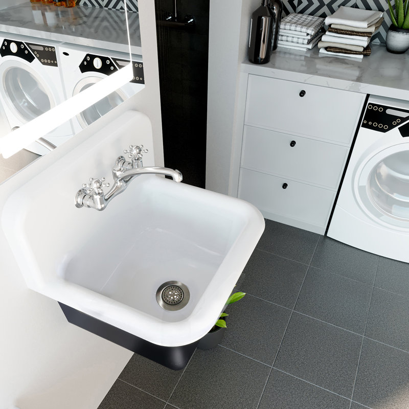 Anchor 22" L x 18" W Wall Mount Laundry Sink, Satin Brass