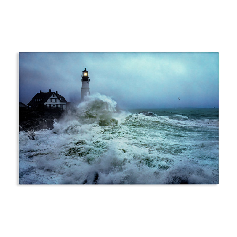 «Tall Splashing Waves Lighouse», art mural par Rick Berk, H 16 po x l 24 po