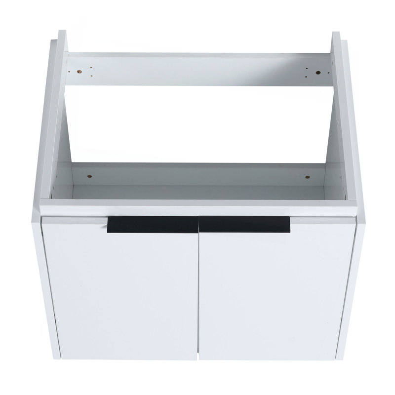 Meuble-lavabo à fermeture en douceur 48 po avec lavabo et deux petites tablettes de rangement