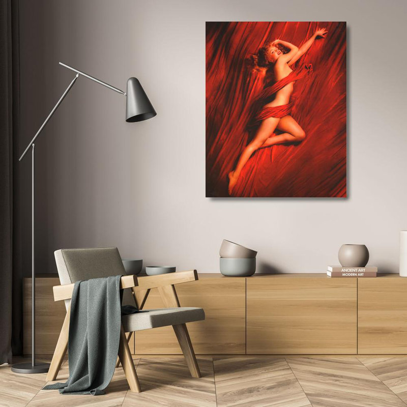Marilyn Monroe - Soie rouge, H 24 po x l 19 po